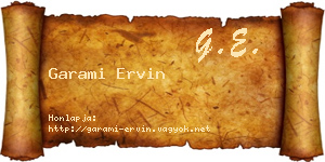 Garami Ervin névjegykártya